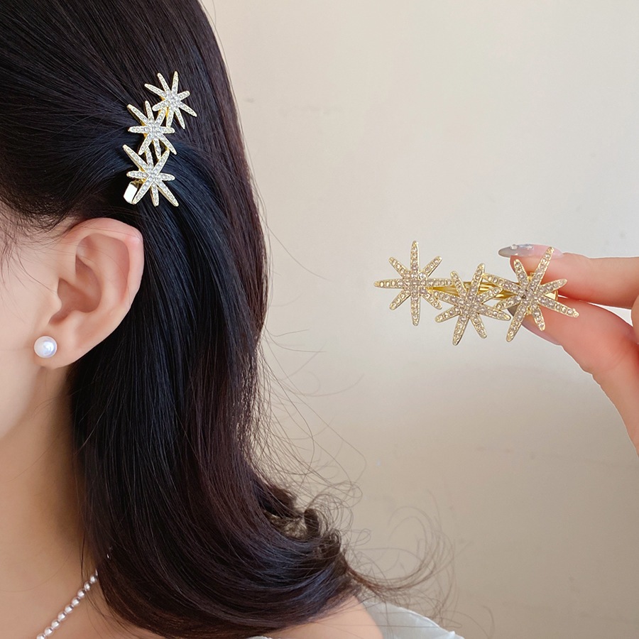 Kẹp Tóc Ngôi Sao Dát Kim Cương Phong Cách Hàn Quốc - Kẹp Mỏ Vịt Sang Trọng & Đa Năng