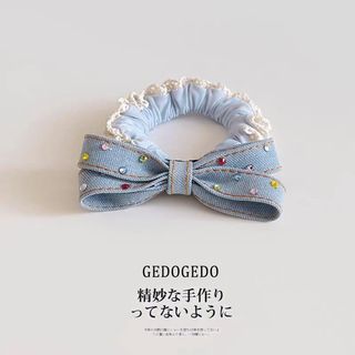 Dây buộc tóc nơ Denim Hàn Quốc