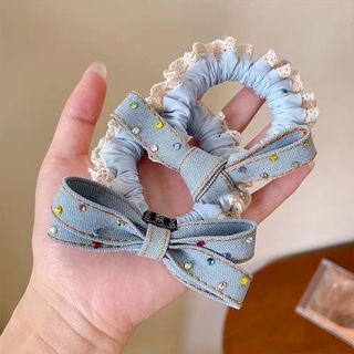 Dây buộc tóc nơ Denim Hàn Quốc