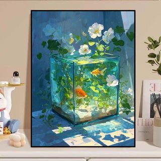 MOZI ✨60 * 75cm / 50 * 60cm Cá vàng hoa nhài kích thước lớn tranh tô màu theo số tranh số hóa tranh sơn dầu số hoá Jasmine Cá Vàng Tự Làm Tranh Sơn Dầu Kỹ Thuật Số Tranh Acrylic Đầy Tranh Vẽ Tay Tranh Kỹ Thuật Số Tranh Sơn Dầu Sơn Màu Tranh Trang Trí