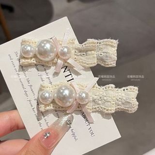 Kẹp tóc nơ ngọc trai kiểu Pháp