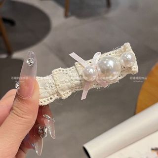 Kẹp tóc nơ ngọc trai kiểu Pháp