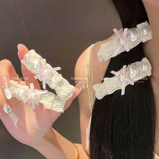 Kẹp tóc nơ ngọc trai kiểu Pháp