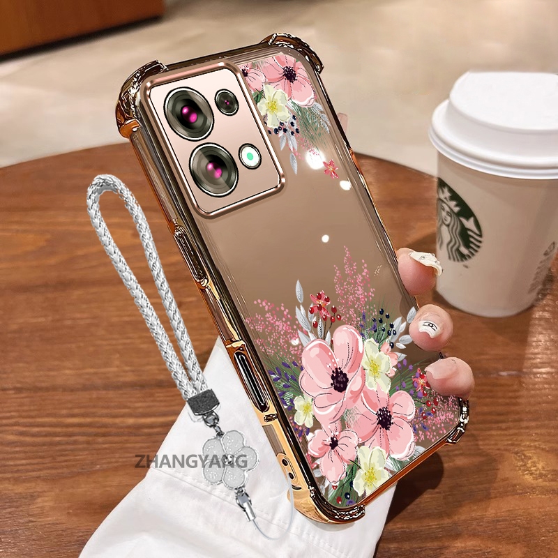Ốp Lưng Cho Redmi Note 13 Note 13 Pro Thẩm Mỹ Họa Tiết Hoa Thu Đông Dễ Thương Thiết Kế Mới Mạ Điện TPU Chống Sốc Vỏ Mềm Dây Treo Miễn Phí