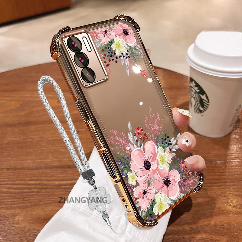 Ốp Lưng Cho OPPO RENO 12 5G RENO 12 Pro 5G Thẩm Mỹ Họa Tiết Hoa Thu Đông Dễ Thương Thiết Kế Mới Mạ Điện TPU Chống Sốc Vỏ Mềm Dây Treo Miễn Phí