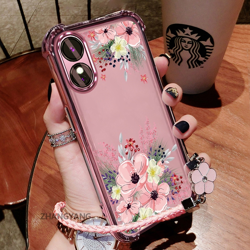 Ốp Lưng Cho OPPO A78 5G A58 5G Thẩm Mỹ Họa Tiết Hoa Thu Đông Dễ Thương Thiết Kế Mới Mạ Điện TPU Chống Sốc Vỏ Mềm Dây Treo Miễn Phí