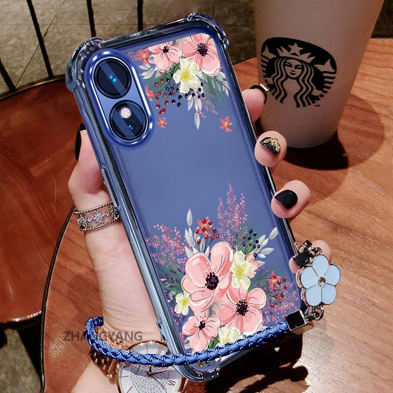 Ốp Lưng Cho OPPO A78 5G A58 5G Thẩm Mỹ Họa Tiết Hoa Thu Đông Dễ Thương Thiết Kế Mới Mạ Điện TPU Chống Sốc Vỏ Mềm Dây Treo Miễn Phí