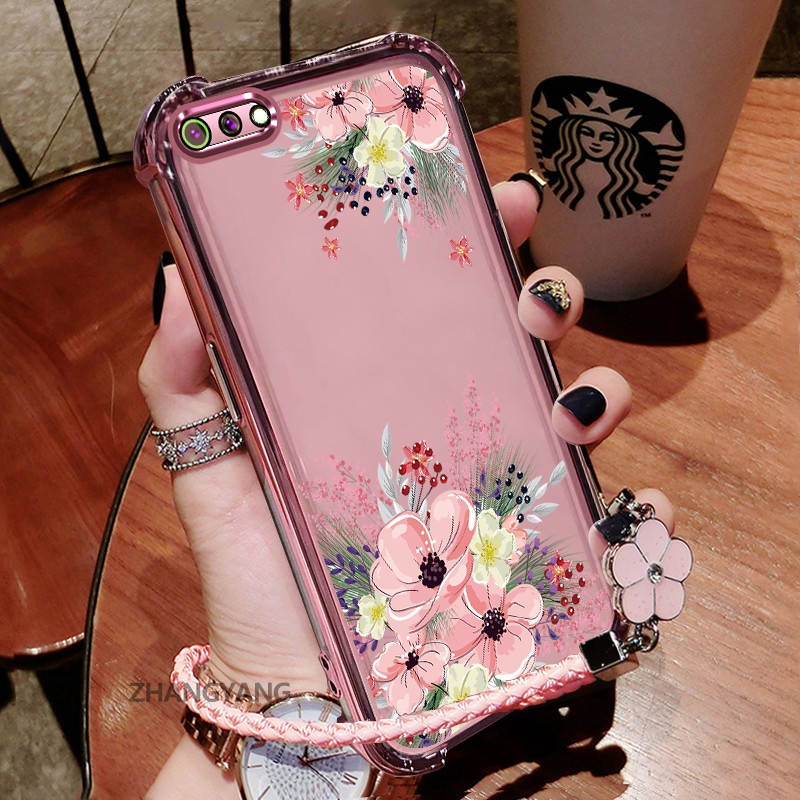 Ốp Lưng Cho OPPO A3S A12e A1k Thẩm Mỹ Họa Tiết Hoa Thu Đông Dễ Thương Thiết Kế Mới Mạ Điện TPU Chống Sốc Vỏ Mềm Dây Treo Miễn Phí