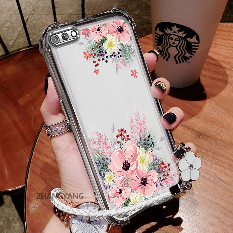 Ốp Lưng Cho OPPO A3S A12e A1k Thẩm Mỹ Họa Tiết Hoa Thu Đông Dễ Thương Thiết Kế Mới Mạ Điện TPU Chống Sốc Vỏ Mềm Dây Treo Miễn Phí