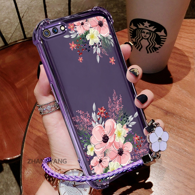 Ốp Lưng Cho OPPO A3S A12e A1k Thẩm Mỹ Họa Tiết Hoa Thu Đông Dễ Thương Thiết Kế Mới Mạ Điện TPU Chống Sốc Vỏ Mềm Dây Treo Miễn Phí