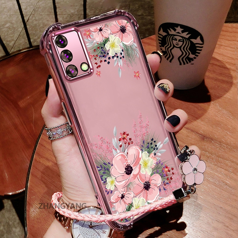 Ốp Lưng Cho OPPO A74 4G A95 4G Thẩm Mỹ Họa Tiết Hoa Thu Dễ Thương Thiết Kế Mới Mạ Điện TPU Chống Sốc Vỏ Mềm Dây Treo Miễn Phí