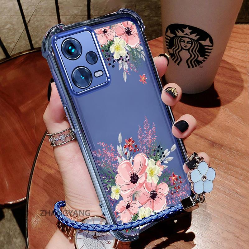 Ốp Lưng Cho Redmi Note 12 5G Note 12 Pro 5G Thẩm Mỹ Họa Tiết Hoa Thu Dễ Thương Thiết Kế Mới Mạ Điện TPU Chống Sốc Vỏ Mềm Dây Treo Miễn Phí