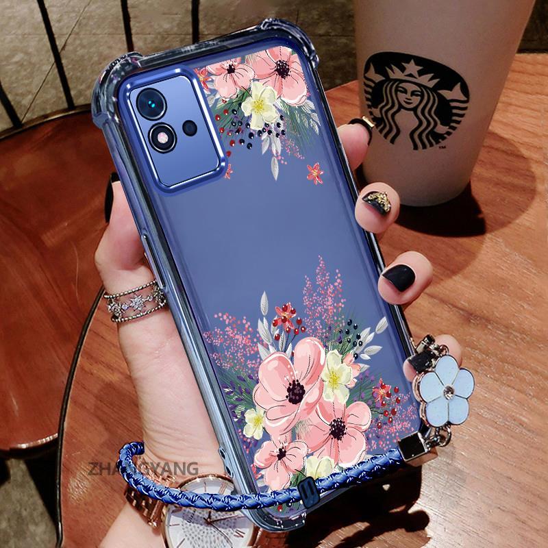 Ốp Lưng Cho Realme C11 2021 C20 C11 2020 Thẩm Mỹ Dễ Thương Hoa Thu Họa Tiết Hoa Thiết Kế Mới Mạ Điện TPU Chống Sốc Vỏ Mềm Dây Treo Miễn Phí