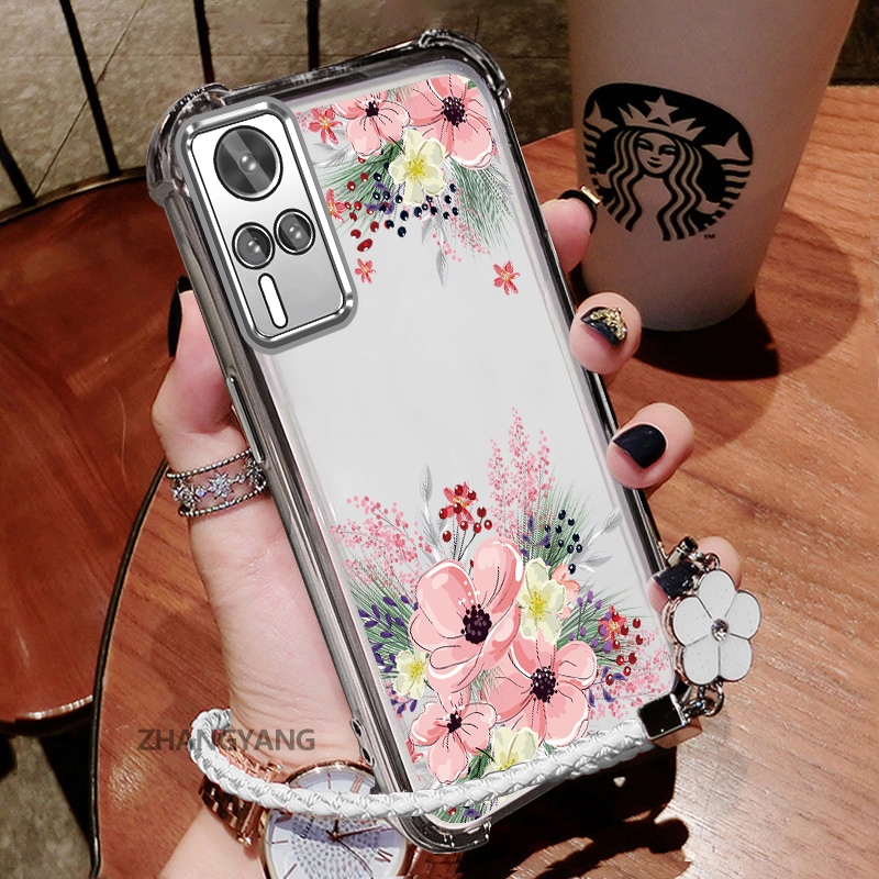 Ốp Lưng Dành Cho vivo Y51 Y51A Y31 Y51s Y53s Thẩm Mỹ Họa Tiết Hoa Thu Dễ Thương Thiết Kế Mới Mạ Điện TPU Chống Sốc Vỏ Mềm Dây Treo Miễn Phí