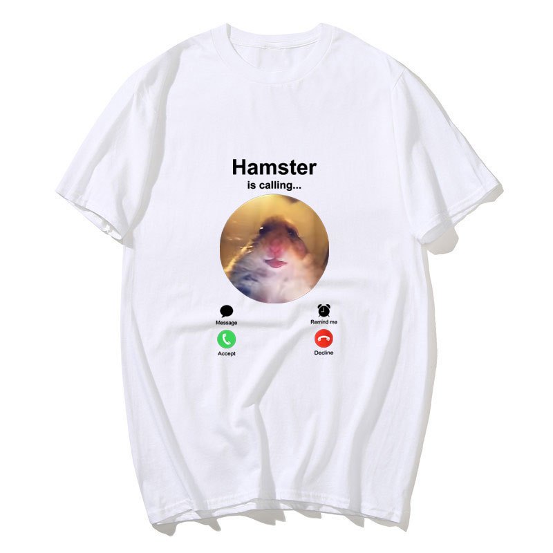 Áo phông meme hamster ngộ nghĩnh cho nam và nữ, chất liệu cotton thoải mái, phù hợp dạo phố