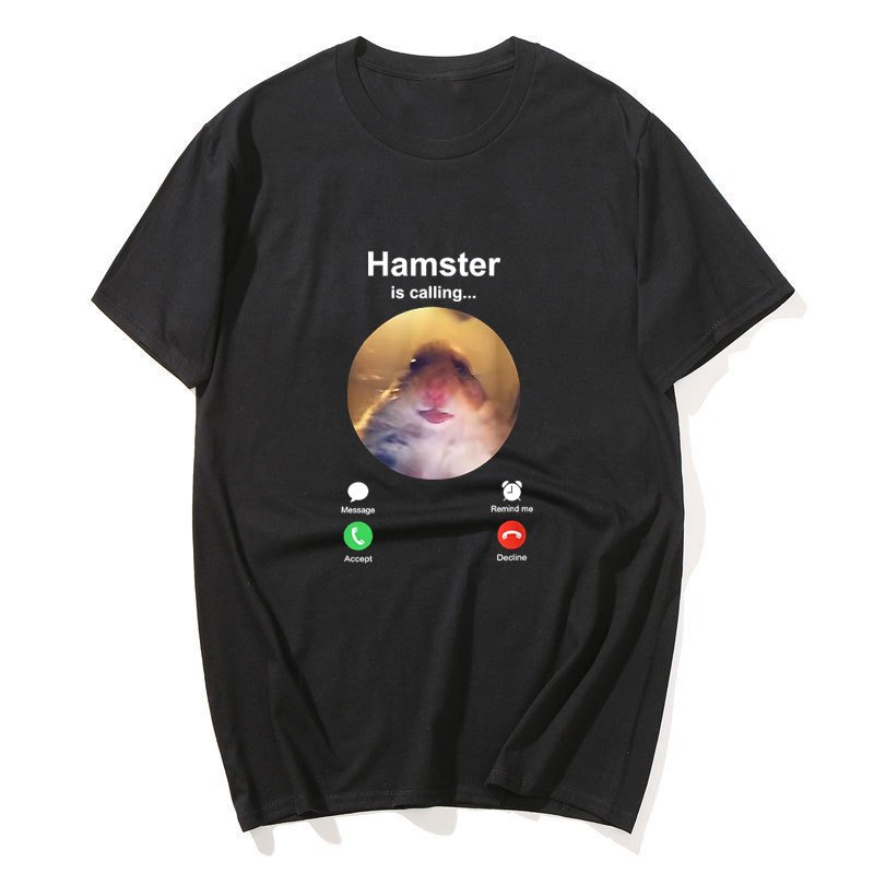 Áo phông meme hamster ngộ nghĩnh cho nam và nữ, chất liệu cotton thoải mái, phù hợp dạo phố