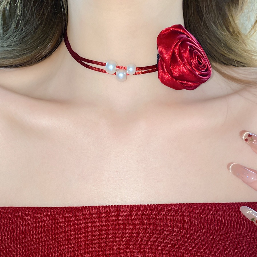 Hoa Hồng Ruy Băng Vòng Cổ Vải Thiết Kế Hoa Thu Đông, Phù Hợp Làm Quà Tặng Cho Nữ
