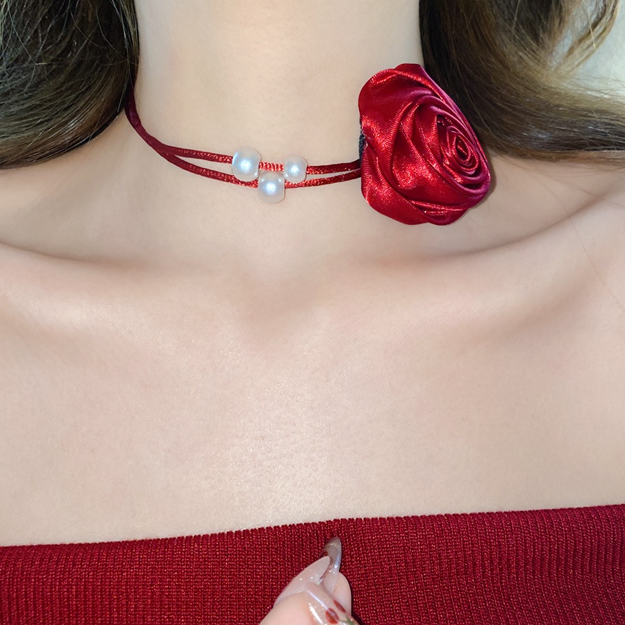 Hoa Hồng Ruy Băng Vòng Cổ Vải Thiết Kế Hoa Thu Đông, Phù Hợp Làm Quà Tặng Cho Nữ