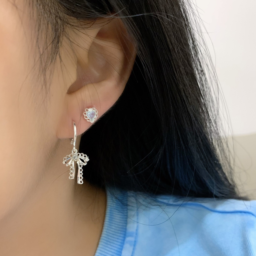 Trang sức nữ Hàn Quốc màu xanh có nơ, phù hợp làm quà tặng