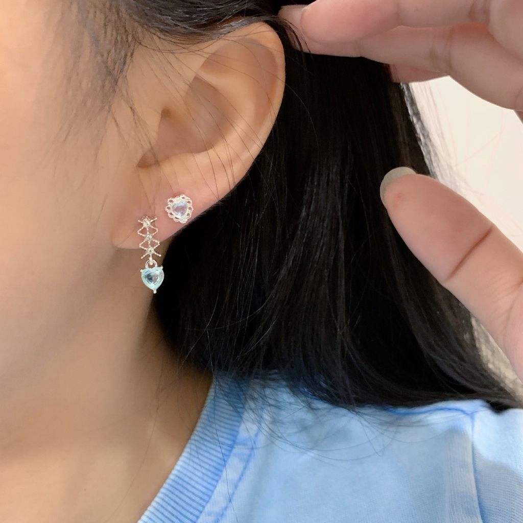 Trang sức nữ Hàn Quốc màu xanh có nơ, phù hợp làm quà tặng
