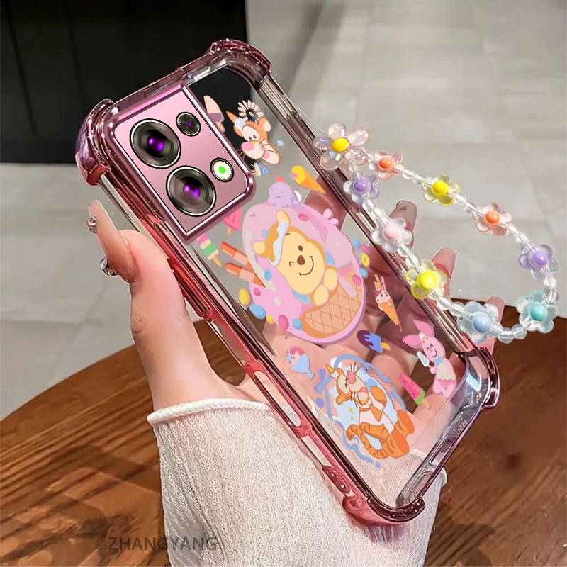 Ốp Lưng Cho OPPO Reno 8 5G Reno 8 Pro 5G Thẩm Mỹ Gấu Bơ Họa Tiết Dễ Thương Ốp Lưng Điện Thoại TPU Silicon Mềm Ốp Lưng Vòng Tay Pha Lê Miễn Phí