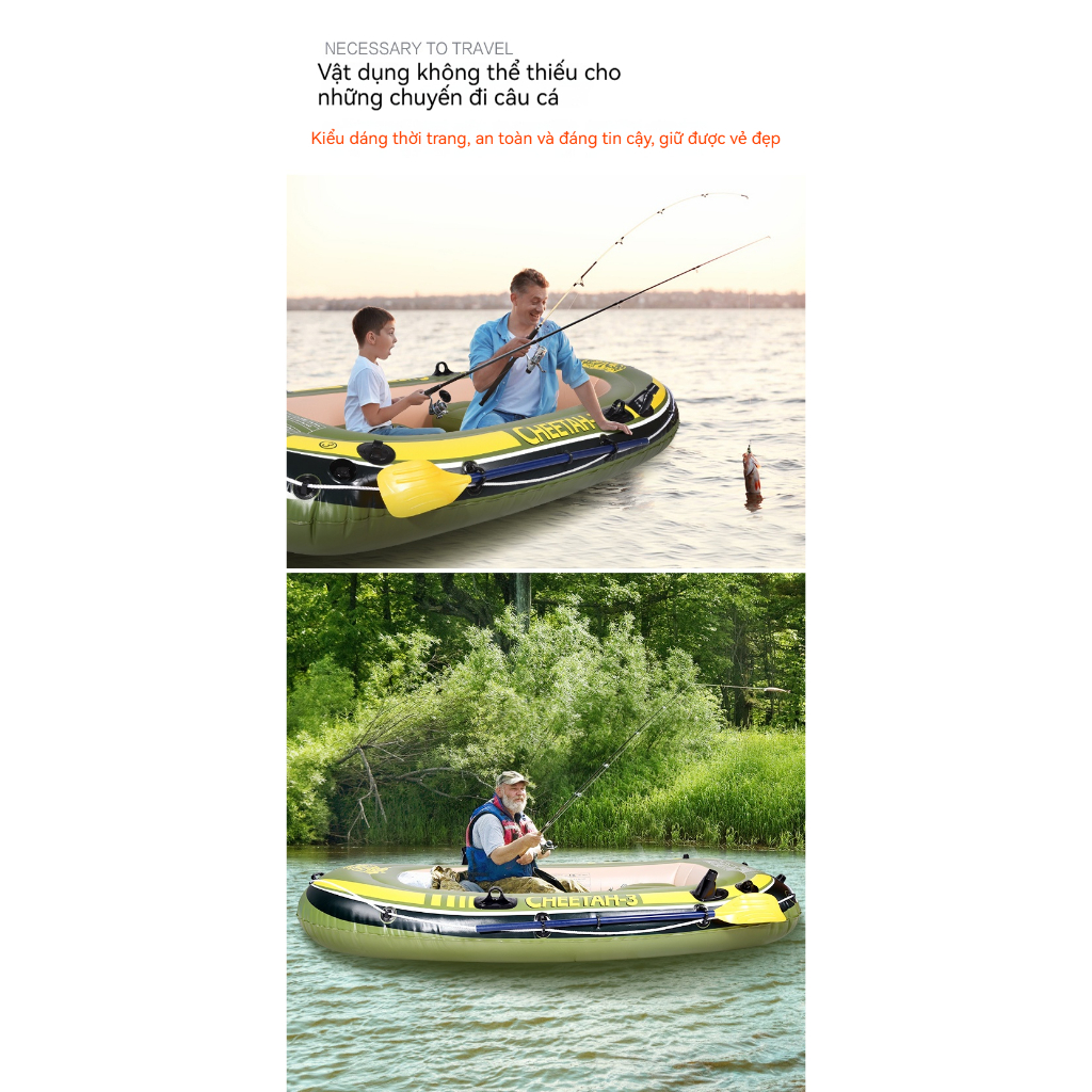 Leike Thuyền hơi thuyền phao xuồng bơm câu cá 1-3 người lớn dày rộng cao cấp chắc chắn,kayak thuyền
