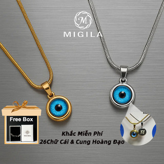 MIGILA [Khắc miễn phí] Chữ cái & Dấu hiệu cung hoàng đạo Vòng cổ mắt ác may mắn MIGILA, bùa hộ mệnh may mắn Unisex, Mặt dây chuyền mắt xanh, Chuỗi xương đòn, Trang sức quà tặng