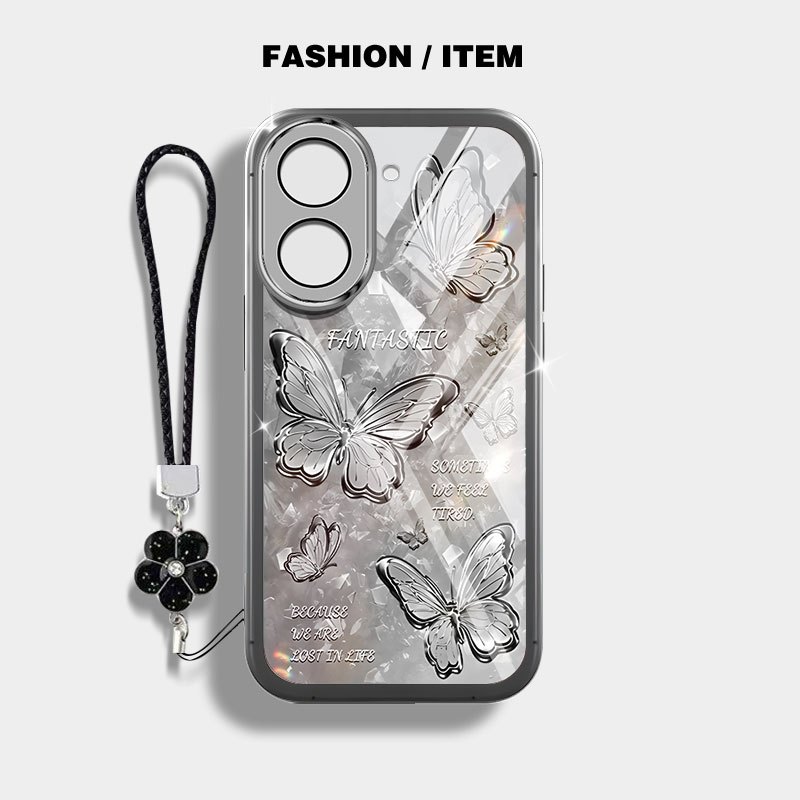 Ốp Điện Thoại Trong Suốt YBD Cho Redmi A5 4G Turbo 4 Pro Xiaomi POCO F7 5G POCO C71 Bướm Kim Cương Vỡ Bảo Vệ Ống Kính Silicon Mềm Đi kèm Gửi Dây Buộc