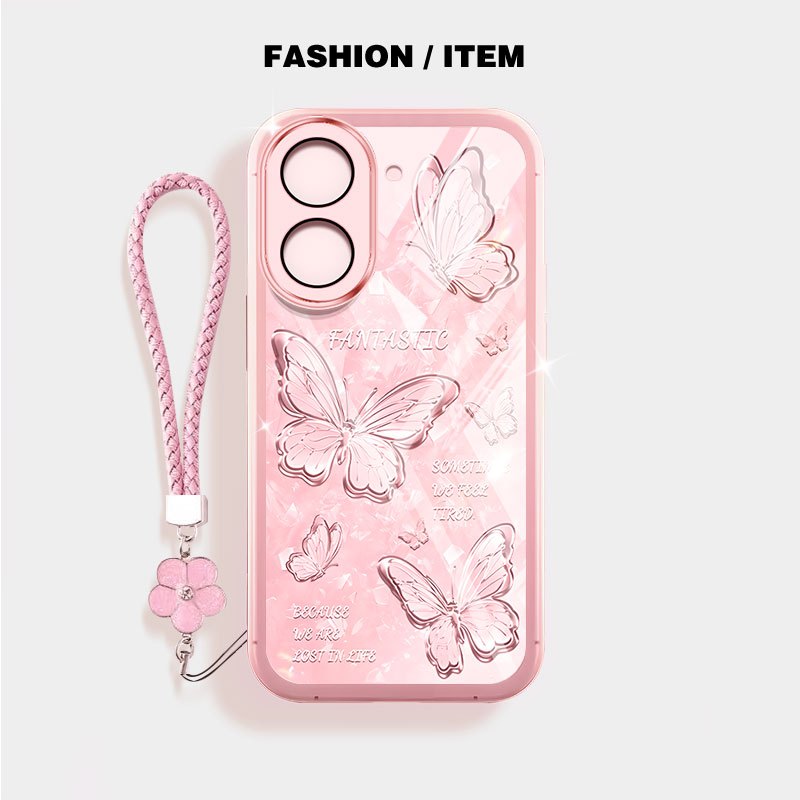Ốp Điện Thoại Trong Suốt YBD Cho Redmi A5 4G Turbo 4 Pro Xiaomi POCO F7 5G POCO C71 Bướm Kim Cương Vỡ Bảo Vệ Ống Kính Silicon Mềm Đi kèm Gửi Dây Buộc