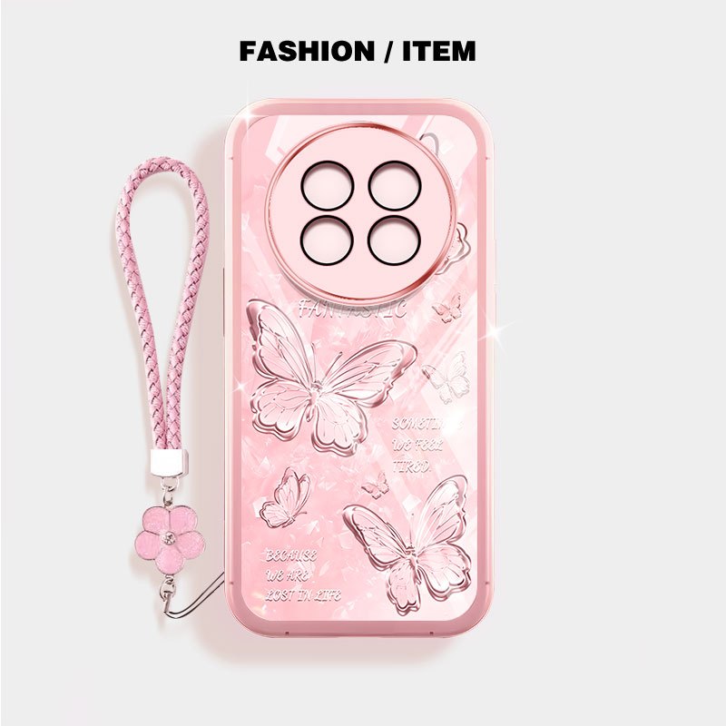 Ốp Điện Thoại Trong Suốt YBD Cho Realme 12 Pro + Realme 12 12X Realme 13 5G Realme 12 Pro C65 5G Narzo 70X N65 Kim Cương Gãy Bướm Silicon Mềm Bảo Vệ Ống Kính Đi Kèm Dây Buộc