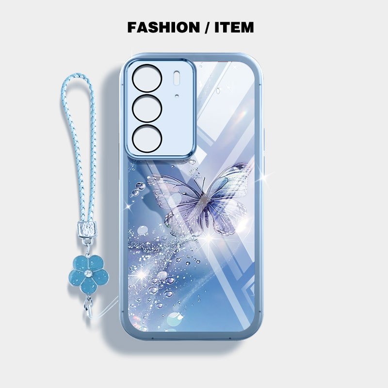 Ốp Điện Thoại Trong Suốt YBD Cho Realme C71 C65 C75 C75X 4G Realme 14X Bướm Kim Cương Vỡ Bảo Vệ Ống Kính Silicon Mềm Đi Kèm Dây Buộc