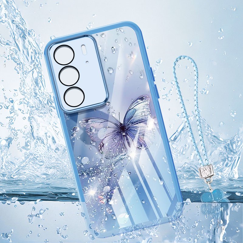 Ốp Điện Thoại Trong Suốt YBD Cho Realme C71 C65 C75 C75X 4G Realme 14X Bướm Kim Cương Vỡ Bảo Vệ Ống Kính Silicon Mềm Đi Kèm Dây Buộc
