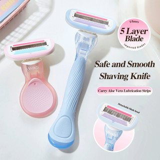 Dao Cạo 5 Lưỡi JONBOS - Dải Bôi Trơn Lô Hội An Toàn Mịn Sạch Sẽ Nữ Nách Cánh Tay Chân Tóc Dụng Cụ Dao Cạo Đặc Biệt J138