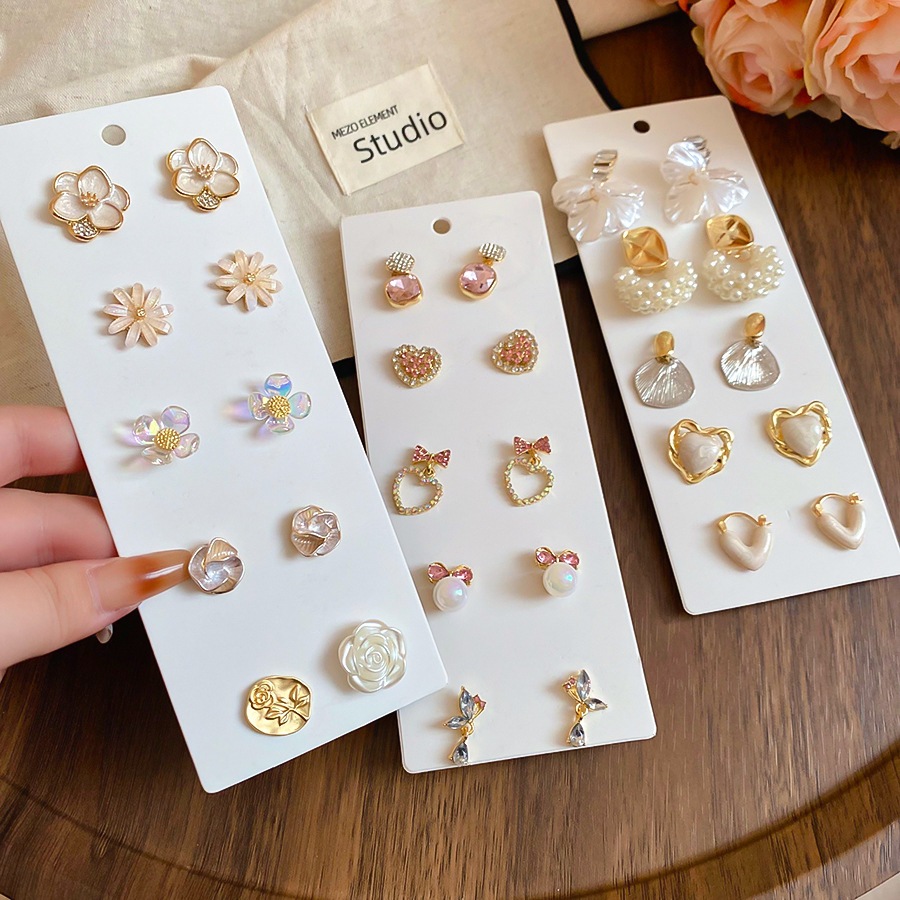 10pcs Bộ Kính Tai Nhiều Kiểu Phong Cách Thời Trang, Kính Tai Hoa/Trái Tim/Ngọc Trai/Cánh Diều, Phụ Kiện Tai Dễ Thương Cho Sử Dụng Hàng Ngày