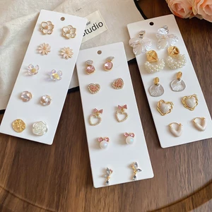 10pcs Bộ Kính Tai Nhiều Kiểu Phong Cách Thời Trang, Kính Tai Hoa/Trái Tim/Ngọc Trai/Cánh Diều, Phụ Kiện Tai Dễ Thương Cho Sử Dụng Hàng Ngày