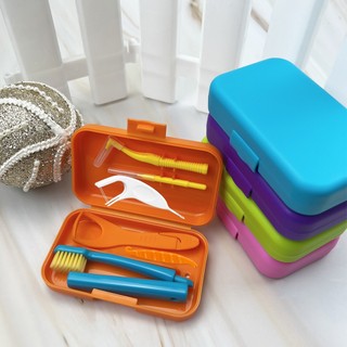 Bộ chăm sóc răng miệng di động bán chạy mới với bàn chải đánh răng có thể gập lại, bàn chải kẽ răng sáp chỉnh nha Bàn chải lưỡi Dụng cụ tháo niềng răng Bộ du lịch Quà tặng phòng khám