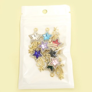 10 Chiếc 8 Màu Hình Ngôi Sao Kim Cương Giả Inlay Lấp Lánh Sao Băng Quyến Rũ Ánh Sáng Sang Trọng Tính Khí Vòng Cổ Bông Tai Móc Khóa Bụi Cắm DIY Tinh Tế Quyến Rũ Trailing Ngôi Sao Hợp Kim Mặt Dây Chuyền