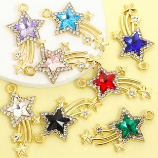 10 Chiếc 8 Màu Hình Ngôi Sao Kim Cương Giả Inlay Lấp Lánh Sao Băng Quyến Rũ Ánh Sáng Sang Trọng Tính Khí Vòng Cổ Bông Tai Móc Khóa Bụi Cắm DIY Tinh Tế Quyến Rũ Trailing Ngôi Sao Hợp Kim Mặt Dây Chuyền