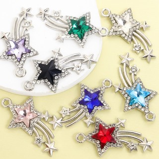 10 Chiếc 8 Màu Hình Ngôi Sao Kim Cương Giả Inlay Lấp Lánh Sao Băng Quyến Rũ Ánh Sáng Sang Trọng Tính Khí Vòng Cổ Bông Tai Móc Khóa Bụi Cắm DIY Tinh Tế Quyến Rũ Trailing Ngôi Sao Hợp Kim Mặt Dây Chuyền