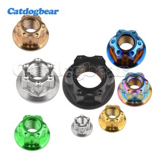 Catdogbear Titanium M6 M8 M10 M12 M14 M16 Lạ Mắt Lục Giác Mặt bích Hạt Cho Xe Đạp Xe Máy Trục Sau Titan Dây Buộc