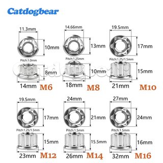 Catdogbear Titanium M6 M8 M10 M12 M14 M16 Lạ Mắt Lục Giác Mặt bích Hạt Cho Xe Đạp Xe Máy Trục Sau Titan Dây Buộc