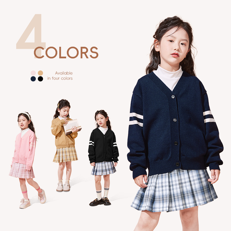 Áo khoác Cardigan dệt kim cho bé gái , mềm mại thoải mái với in hình trái tim, thiết kế phong cách Preppy