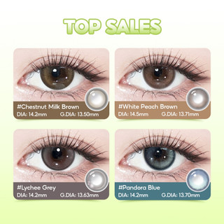 Kính áp tròng Kilala màu nâu Chestnut Milk Brown/ Yay Radiowave Black/White Peach Brownlens cận 6 tháng DIA 14.2mm  14.5mm có độ (0-7) 1 cặp