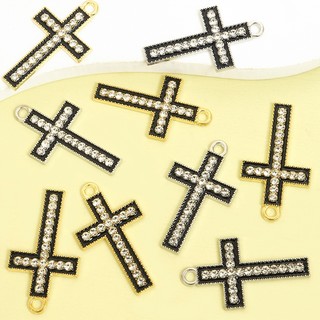 10 Chiếc Kim Cương Giả Màu Đen Nhỏ Giọt Dầu Cổ Điển Chữ Thập Quyến Rũ Phong Cách Punk Vòng Cổ Áo Len Dây Xích Bông Tai Móc Khóa DIY Crosses Mặt Dây Hợp Kim - Thời Trang Đơn Giản Cho Nam Và Nữ