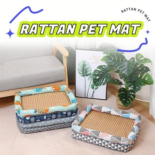 Giường mèo làm mát, Giường thú cưng làm mát bằng mây thoáng khí, Giường dệt vuông thoáng khí có thể giặt được có cạnh cho chó mèo
