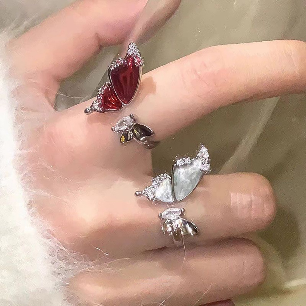 Nhẫn bướm zircon màu sắc đa dạng, thời trang - Quà tặng sinh nhật sang trọng