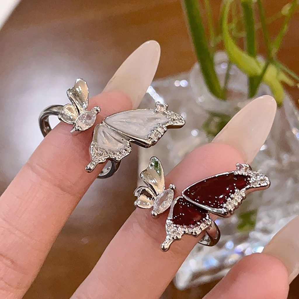Nhẫn bướm zircon màu sắc đa dạng, thời trang - Quà tặng sinh nhật sang trọng