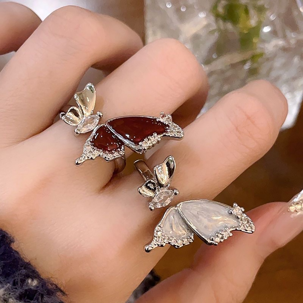 Nhẫn bướm zircon màu sắc đa dạng, thời trang - Quà tặng sinh nhật sang trọng