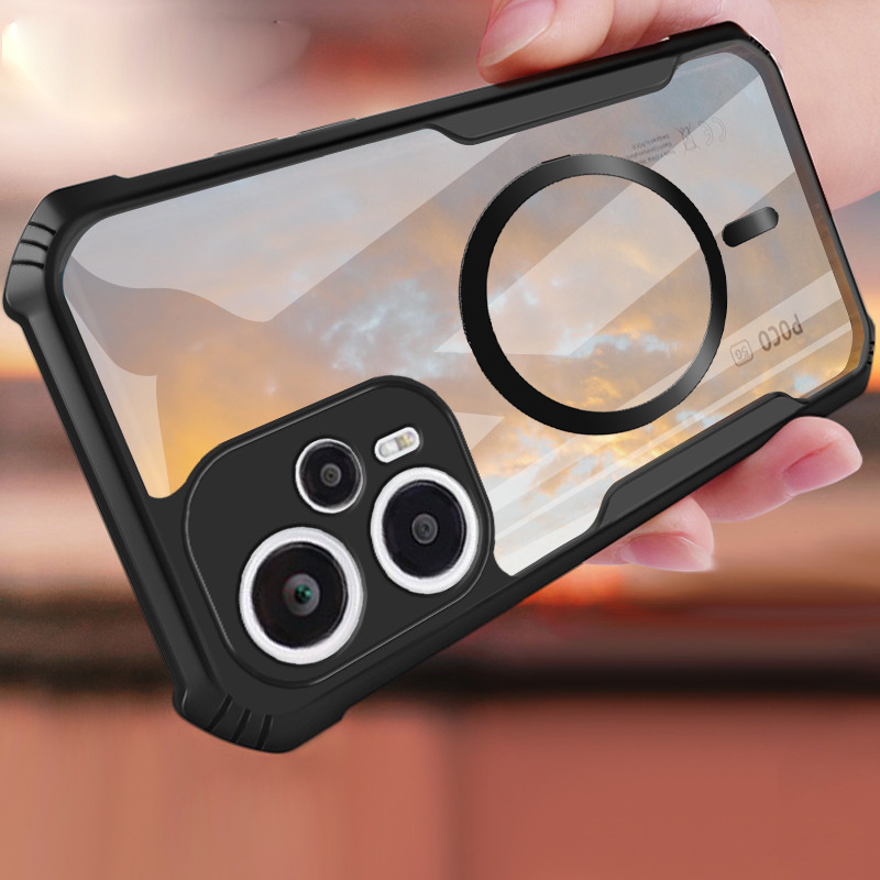Ốp Điện Thoại Chống Sốc Từ Tính Trong Suốt Cho Xiaomi POCO F4 F3 GT F7 Ultra F6 F5 Pro C75 C71 C65 C55 C40 C31 K80 Pro 5G 4G Vỏ Khung Chắc Chắn Cấp Quân Sự