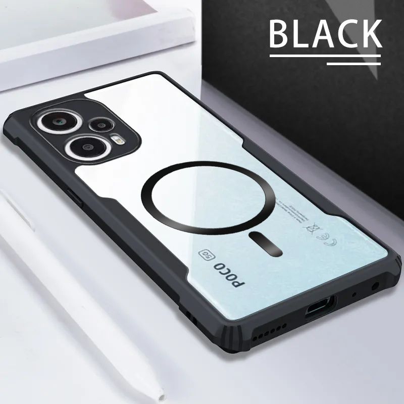 Ốp Điện Thoại Chống Sốc Từ Tính Trong Suốt Cho Xiaomi POCO F4 F3 GT F7 Ultra F6 F5 Pro C75 C71 C65 C55 C40 C31 K80 Pro 5G 4G Vỏ Khung Chắc Chắn Cấp Quân Sự